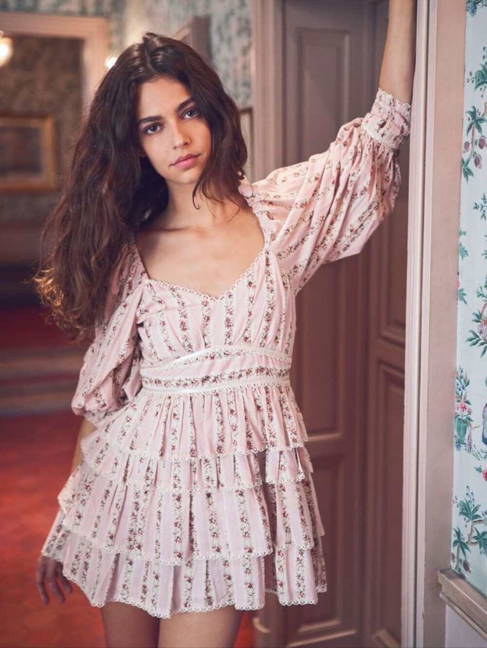 LoveShackFancy Astor Floral pink Dress Victorian kawaii style 0